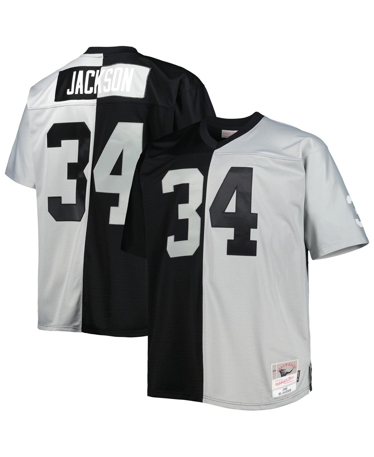 Men's Mitchell & Ness Bo Jackson Silver Las Vegas Raiders Big and Tall Split Legacy Retired Player Replica Jersey - Silver