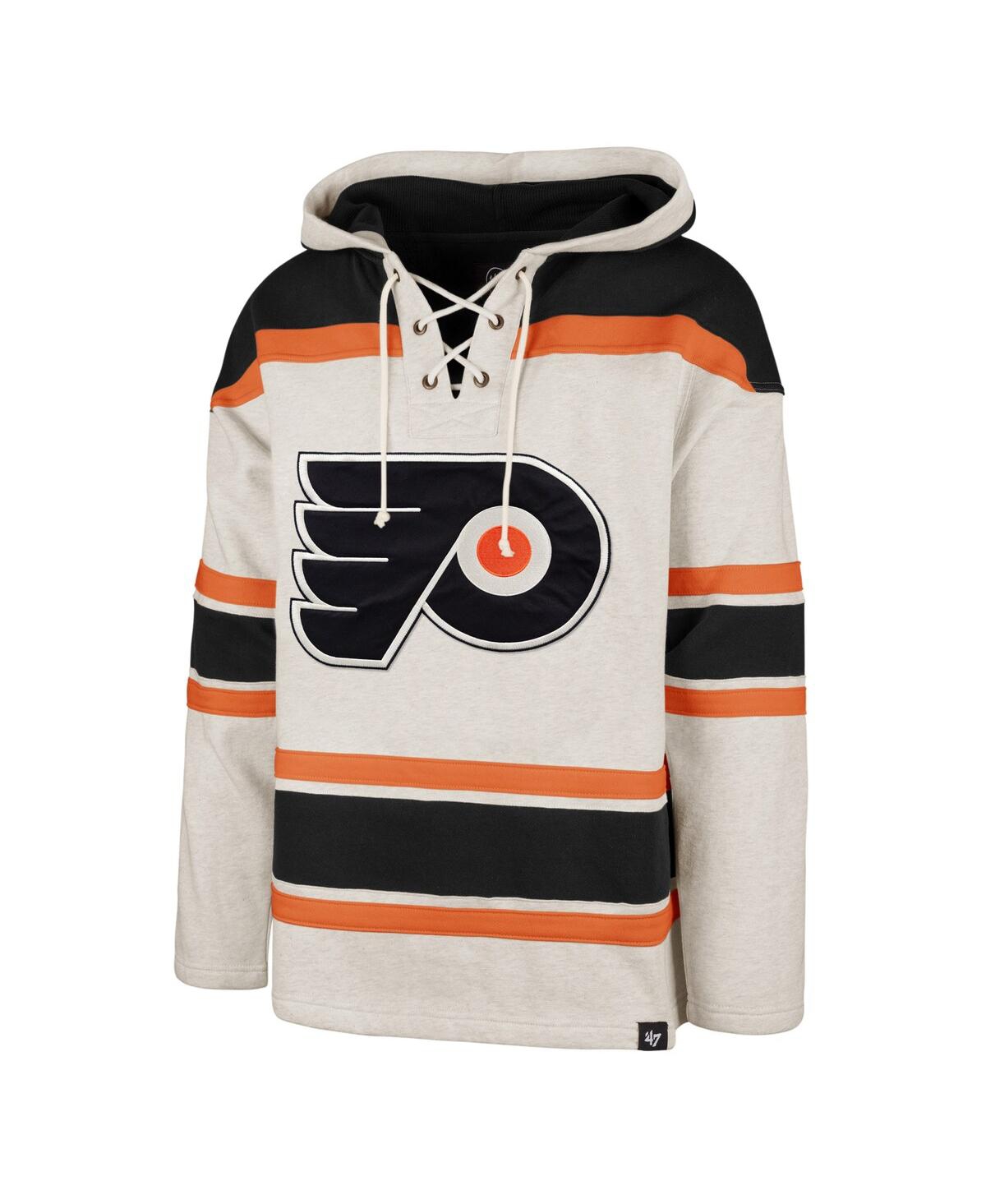 Men's '47 BrandPhiladelphia Flyers Rockaway Lace-Up Pullover Hoodie - Oatmeal