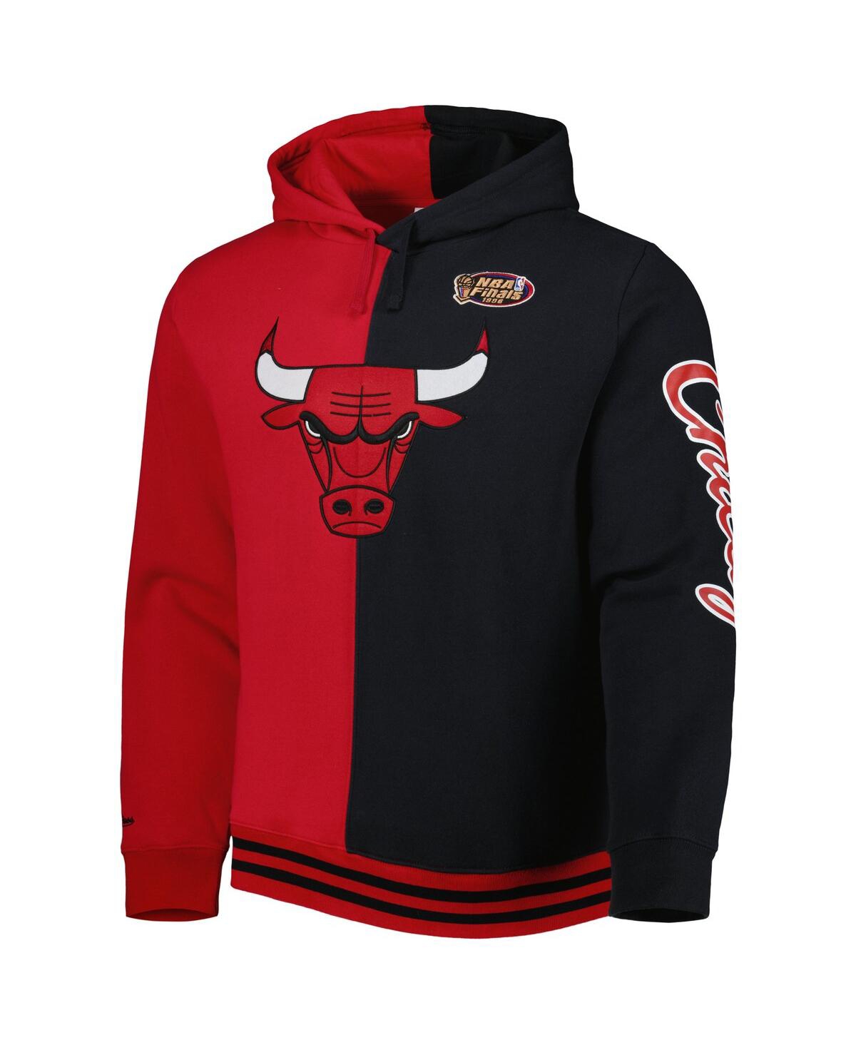Mitchell & Ness Men's  Red, Black Chicago Bulls Hardwood Classics Split Pullover Hoodie In Red,black