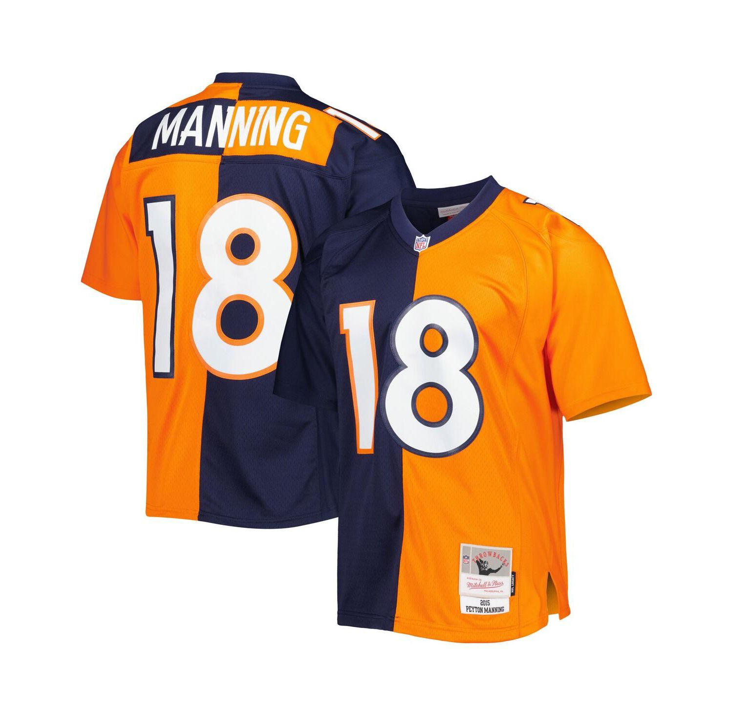 Men's Peyton Manning Navy, Orange Denver Broncos 2015 Split Legacy Replica Jersey