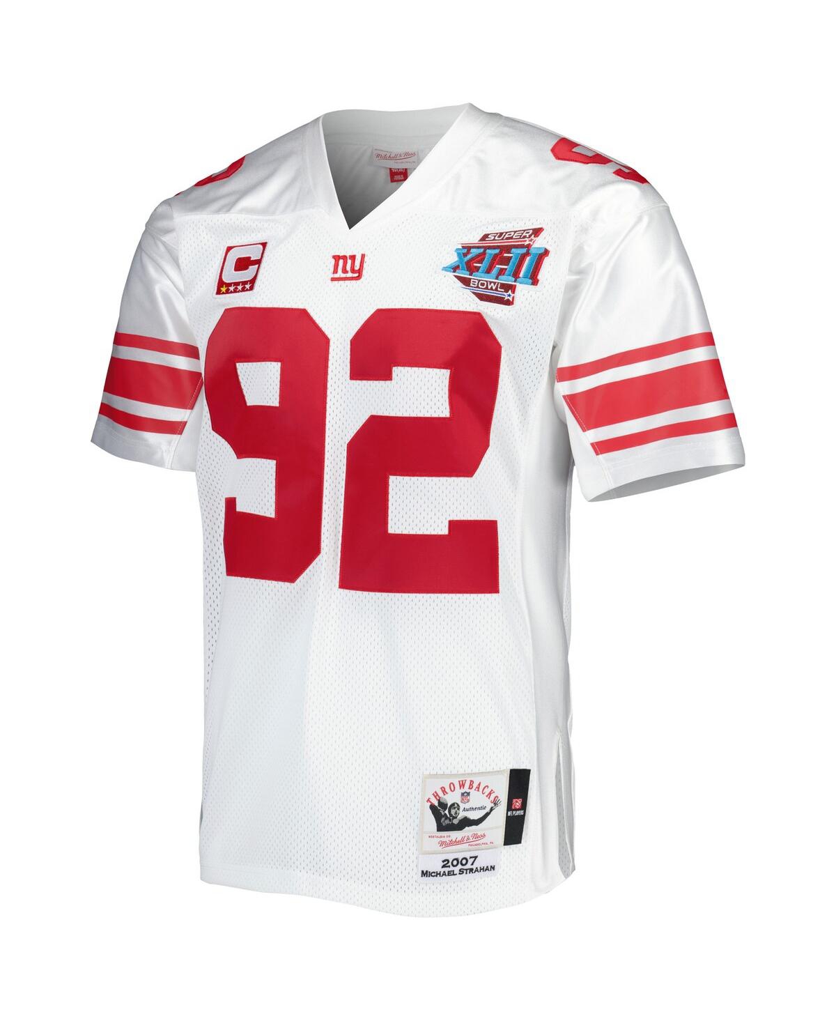 Men's Mitchell & Ness Michael StrahanNew York Giants Super Bowl Xlii Authentic Throwback Retired Player Jersey - White