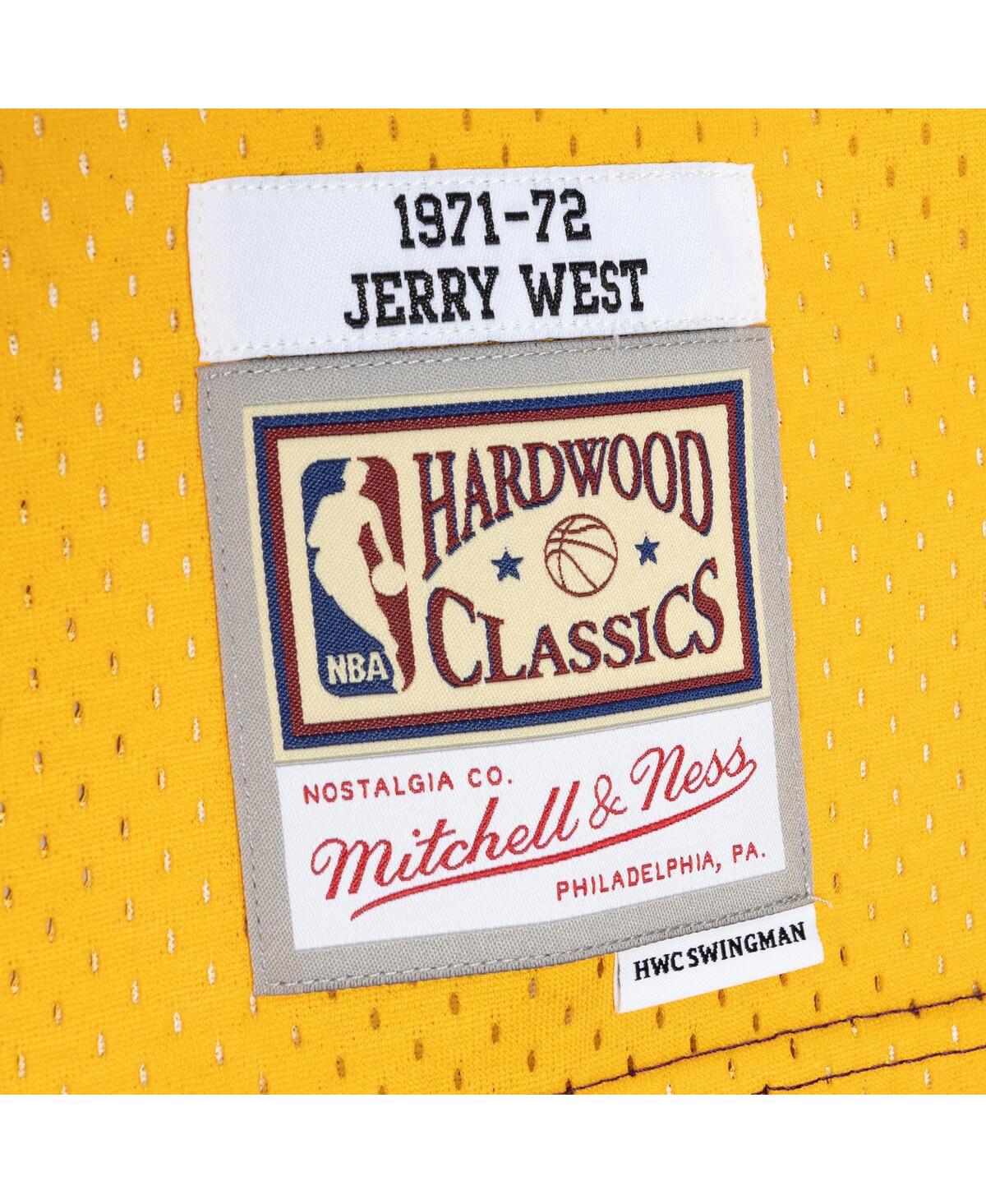 Men's Mitchell & Ness Jerry West Gold Los Angeles Lakers Hardwood Classics 1971-72 Split Swingman Jersey - Gold