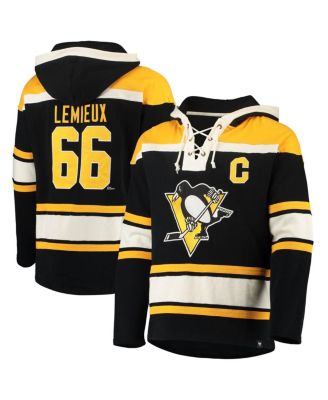 Men's Mario Lemieux Black Pittsburgh Penguins Retired Player Name and Number Lacer Pullover Hoodie