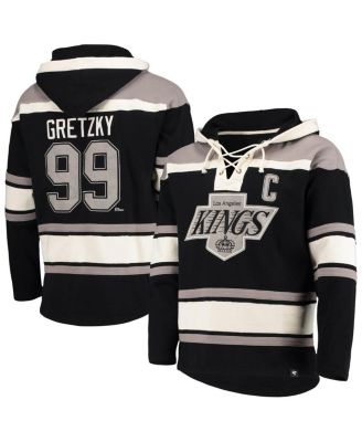 Men's Wayne Gretzky Black Los Angeles Kings Retired Player Name and Number Lacer Pullover Hoodie