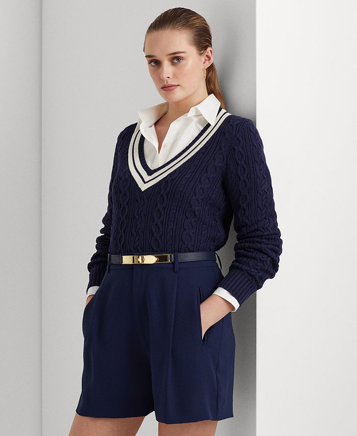 Lauren Ralph Lauren Women's Cable-Knit Cricket Sweater - Macy's