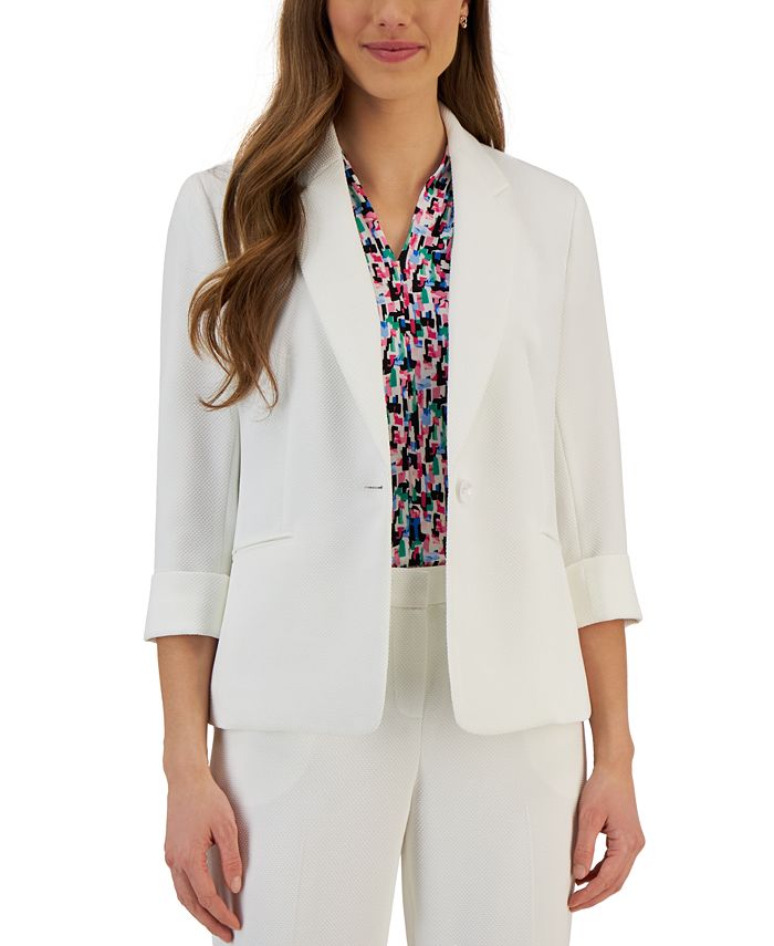 Kasper Petite Textured OneButton CuffedSleeve Blazer Macy's