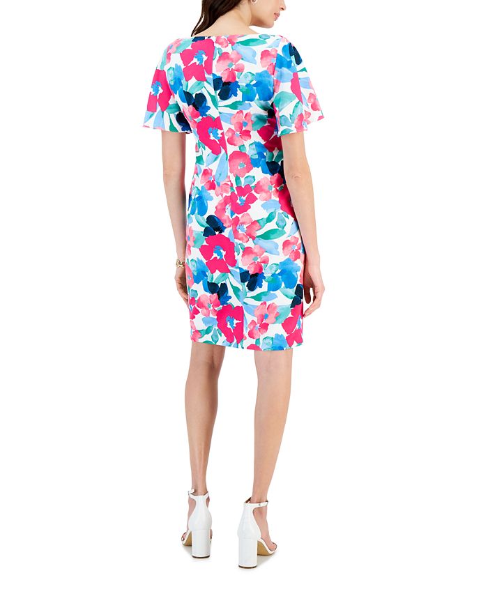 Kasper Women's Embroidered Floral Scuba Crepe Slim Skirt - Floral Print Pencil Skirt
