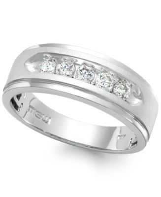 Macy's Men's Five-Stone Diamond Ring in 10k White Gold (1/2 ct. t.w ...