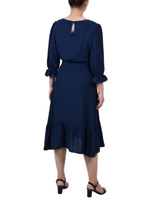 Women's 3/4 Sleeve Flounced Dress