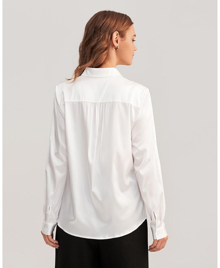 Silky Midnight Long Sleeve Blouse Cuffed - L/XL