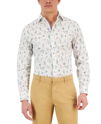 Bar III - Men's Slim-Fit Cactus-Print Dress Shirt