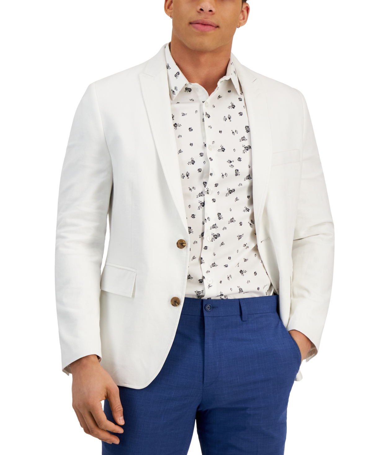 Inc International Concepts Men's Slim-fit Stretch Linen Blend Suit Jacket, Created For Macy's In Bright White