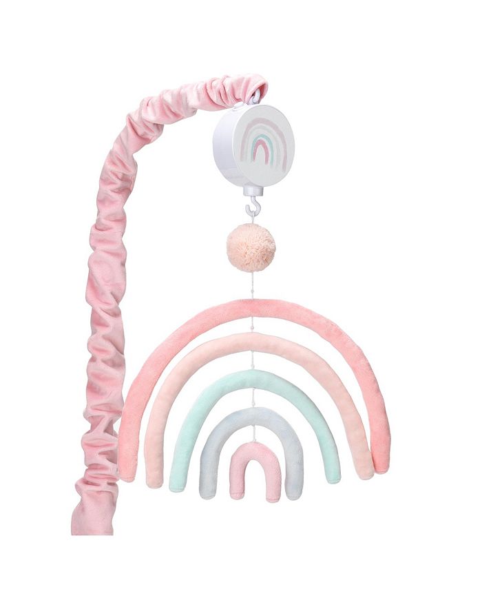 Lambs & Ivy Watercolor Pastel Rainbow/Pom Pom Musical Baby Nursery Crib