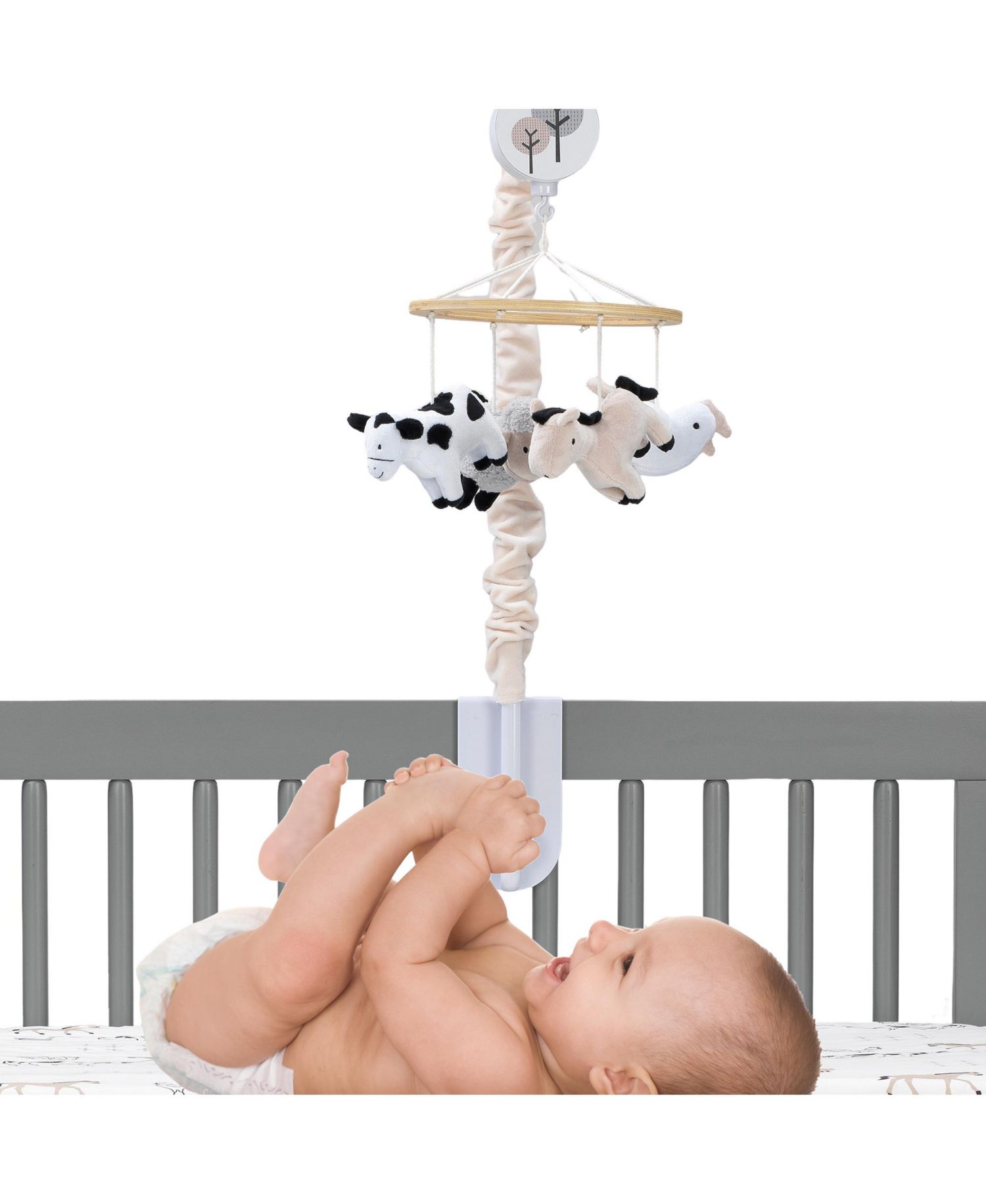 Baby Musical Farm Animals Automatic Shut-Off Crib Mobile