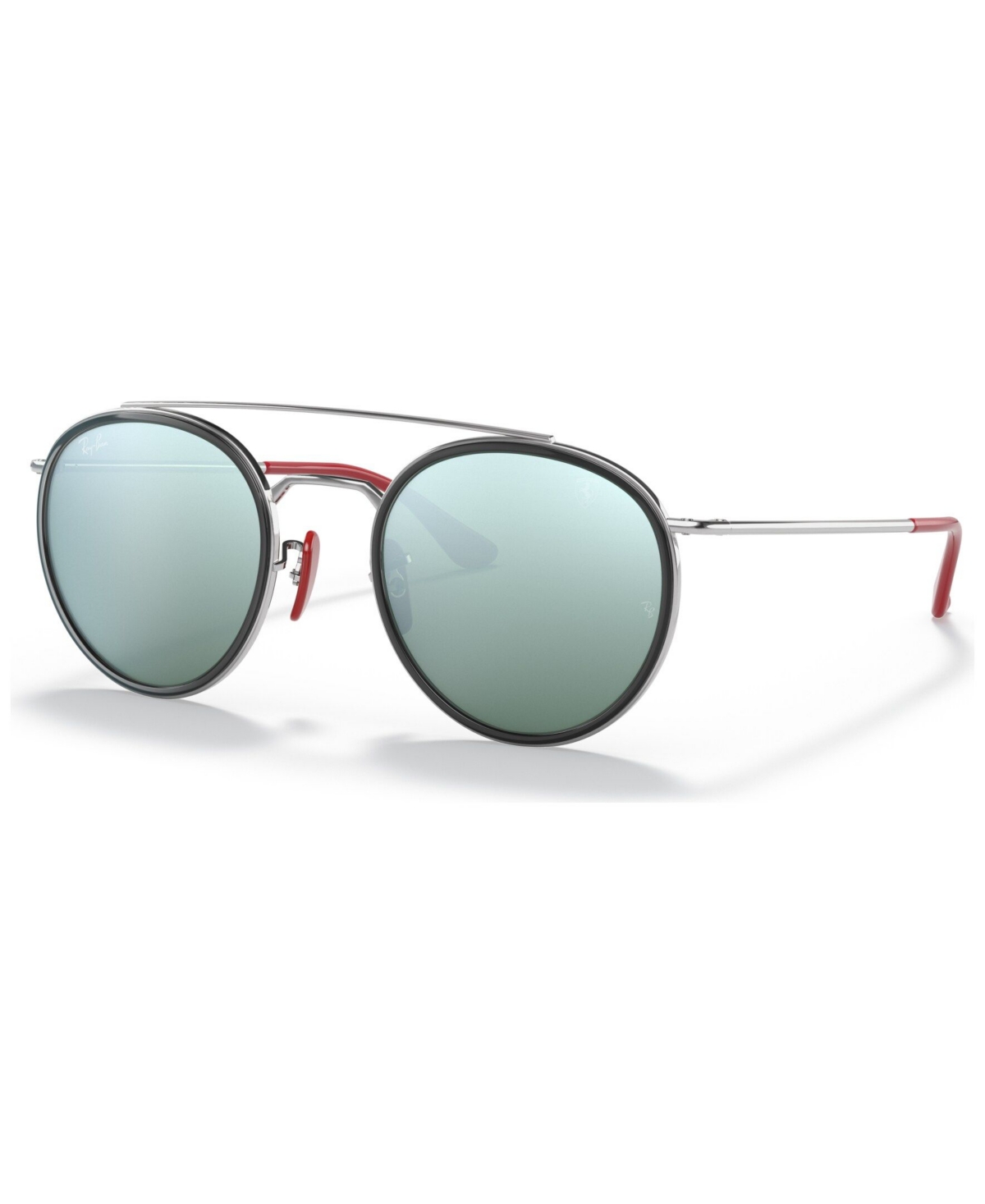 Shop Ray Ban Men's Sunglasses, Rb3647m Scuderia Ferrari Collection 51 In Silver,light Green Mirror Silver