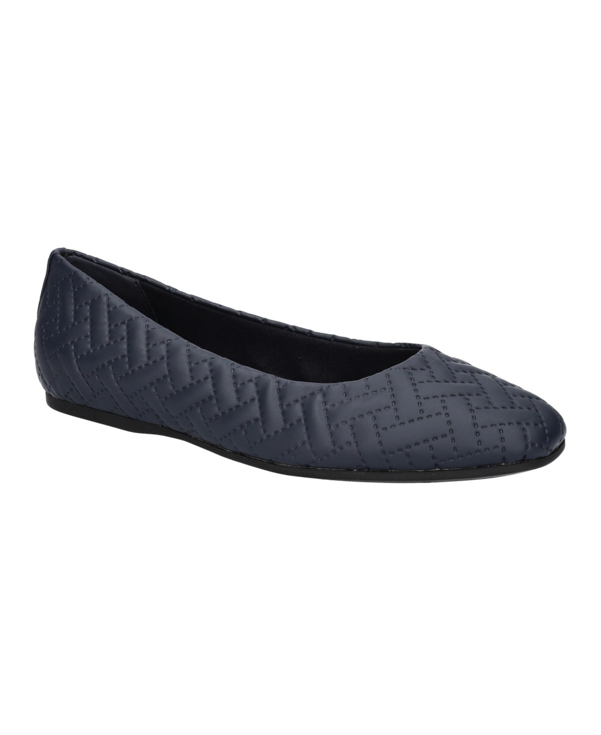 Easy Street Women's Mazi Square Toe Flats In Navy Embossed Quilting