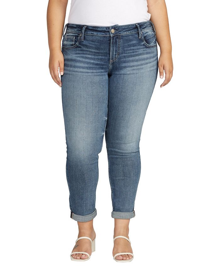 Silver Jeans Co. Plus Size Girlfriend Mid Rise Slim Leg Jeans - Macy's