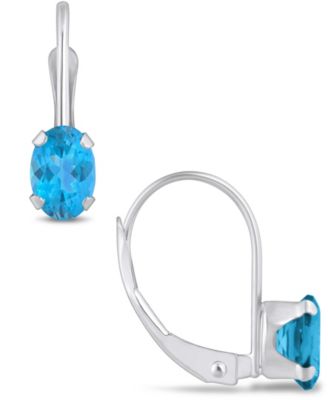 Gemstone Leverback Earrings in 10K White Gold