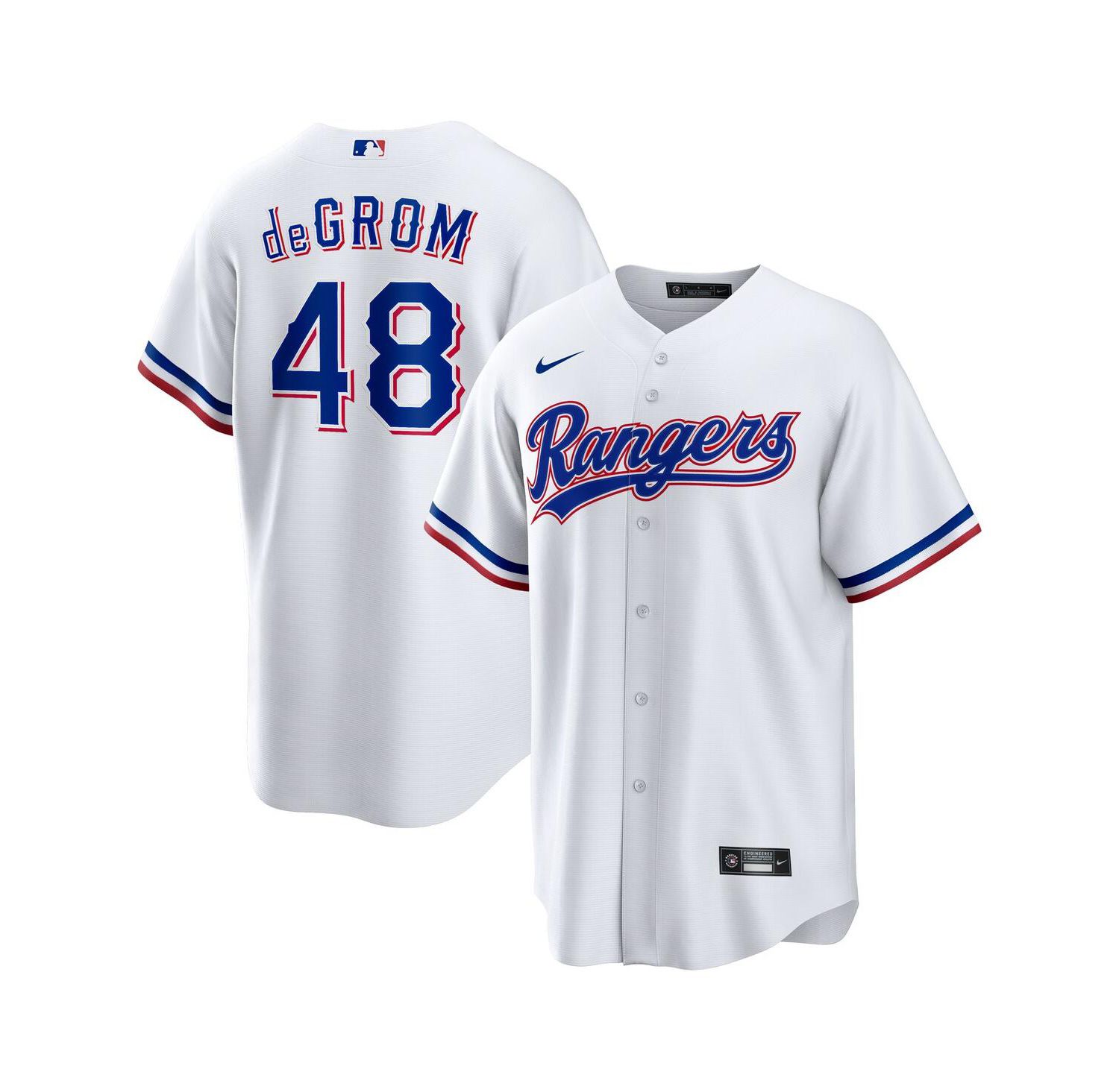 Men's Jacob deGrom White Texas Rangers Home Replica Player Jersey