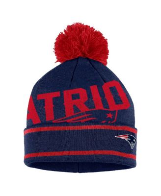 Women's Navy New England Patriots Double Jacquard Cuffed Knit Hat with Pom and Gloves Set
