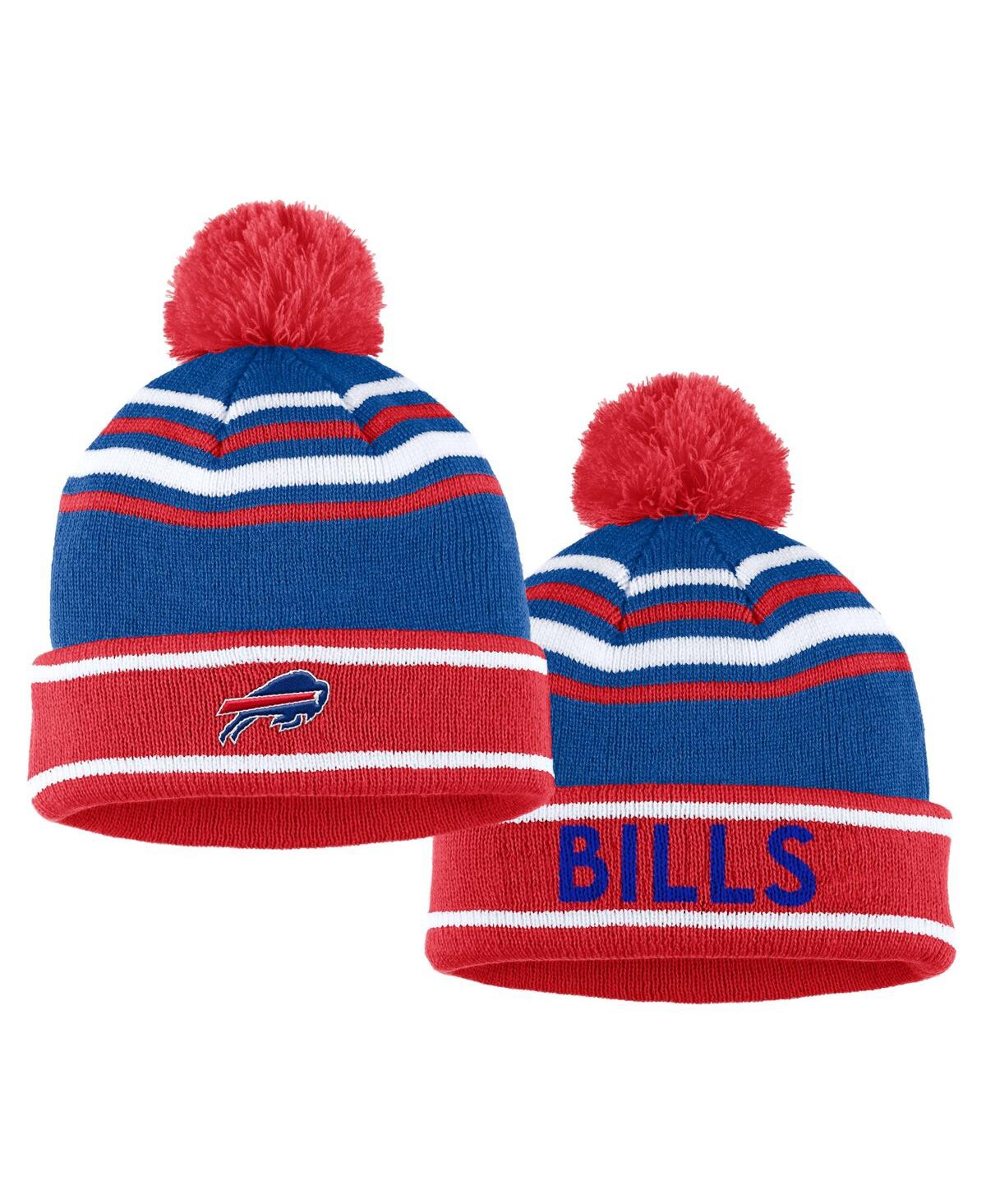 Shop Wear By Erin Andrews Women's  Royal Buffalo Bills Colorblock Cuffed Knit Hat With Pom And Scarf Set