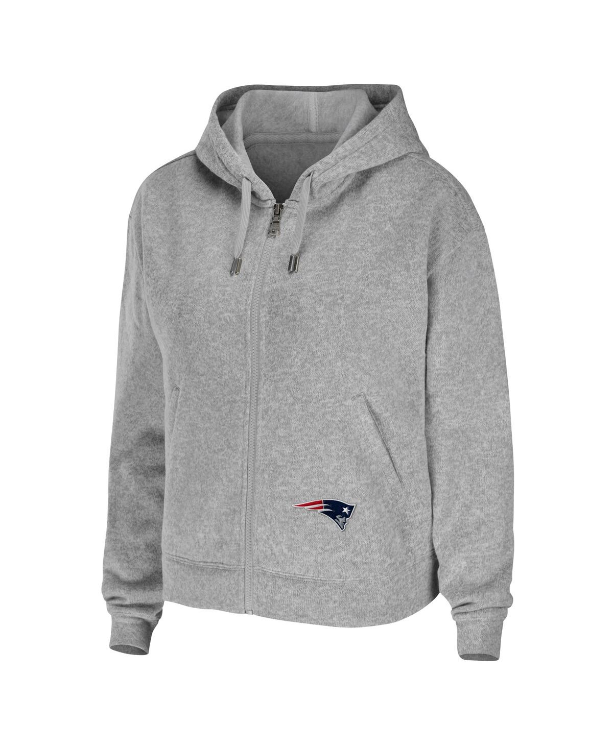 Wear By Erin Andrews Heather Gray New England Patriots Plus Size Full-zip Hoodie In Heather Gray
