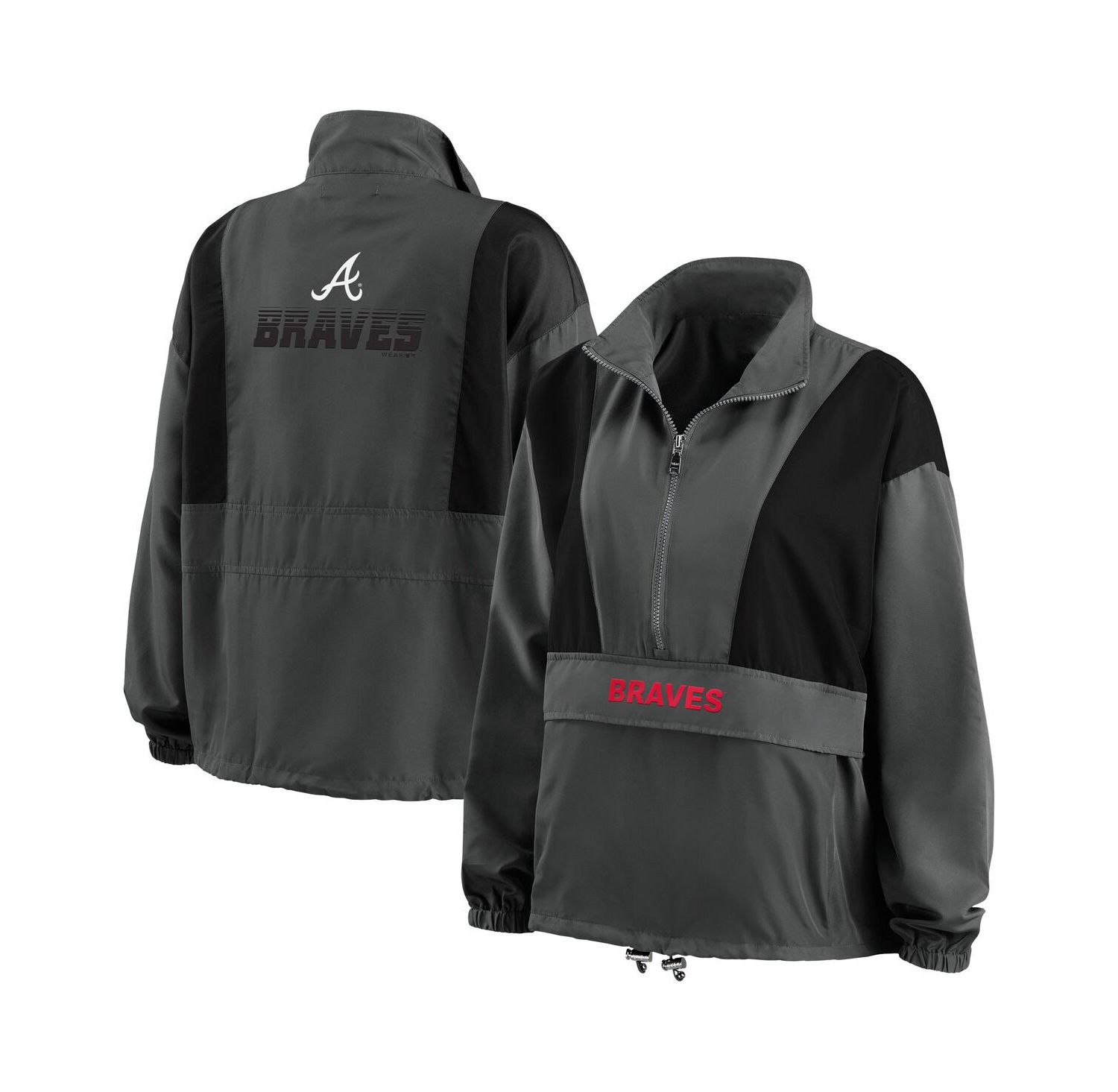 Women's Charcoal Atlanta Braves Packable Half-Zip Jacket