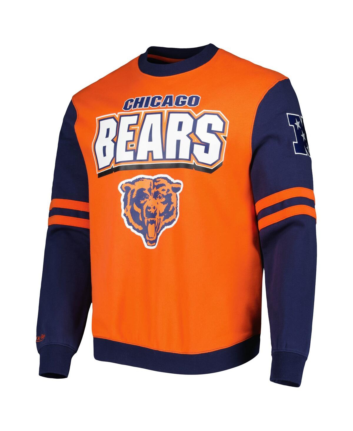 Shop Mitchell & Ness Men's  Orange Chicago Bears All Over 2.0 Pullover Sweatshirt