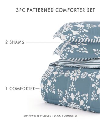 Ultra Soft Daisy Medallion Reversible 3- Pc. Comforter Set, King