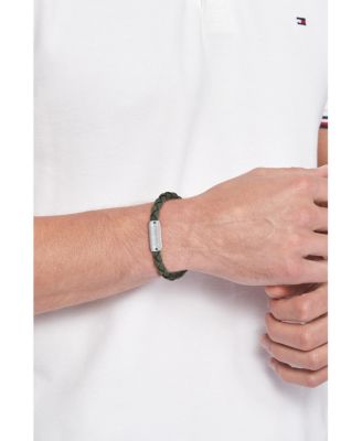 Men's Braided Green Suede Leather Bracelet