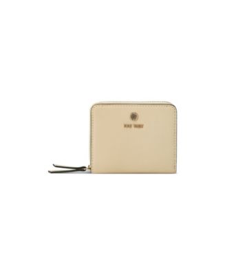 Nine West Aidie Small Zip Around Wallet - Pale Gold, PVC With Card Slots & Zipper Pockets