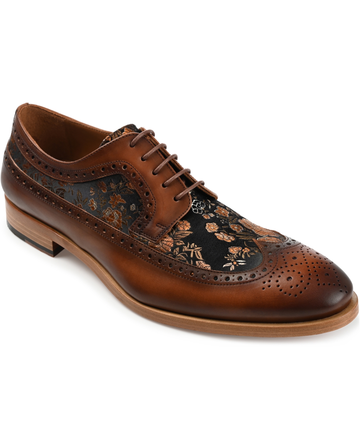 Shop Taft Men's Preston Leather And Jacquard Wingtip Dress Shoes In Eden