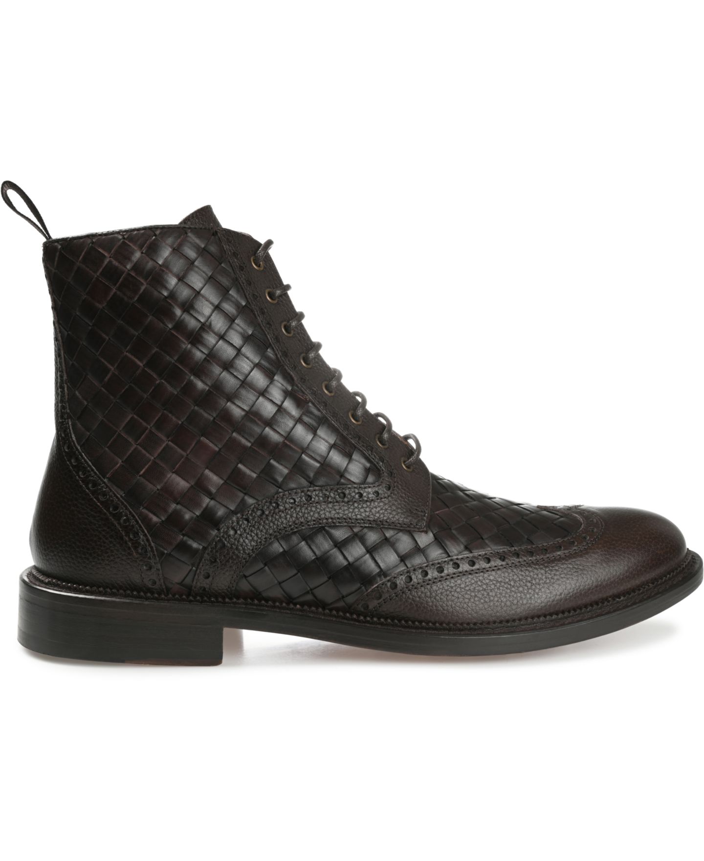 Мужские ботинки Taft Saint Handwoven Leather Wingtip Dress Boots, цвет: Тёмно-коричневый — фото 2