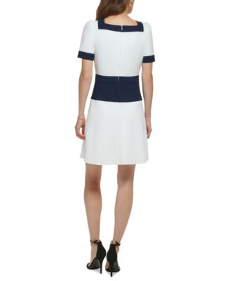 DKNY Polyester Short Button Front Long Sleeve Dress, Black, Small...