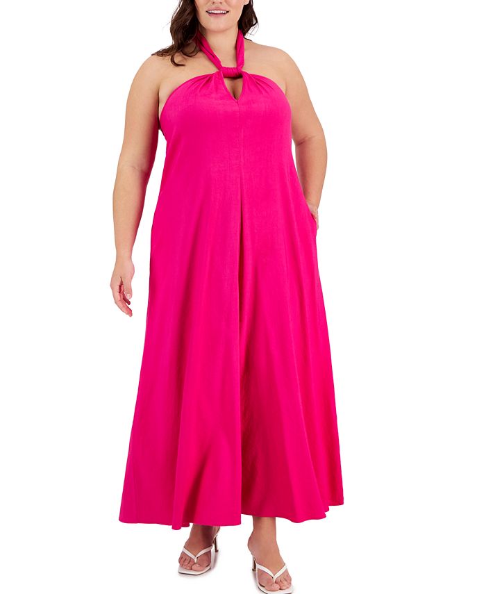 Macy's pink dress plus size outlet