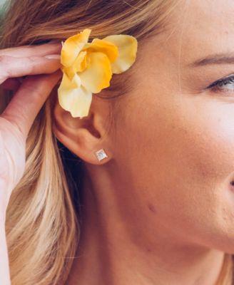 Princess Cut Moissanite Stud Earrings 2 1/2 ct. t.w in Sterling Silver