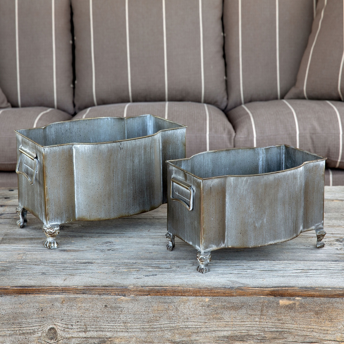 Handsome Footed Metal Planter - Open Miscellaneous