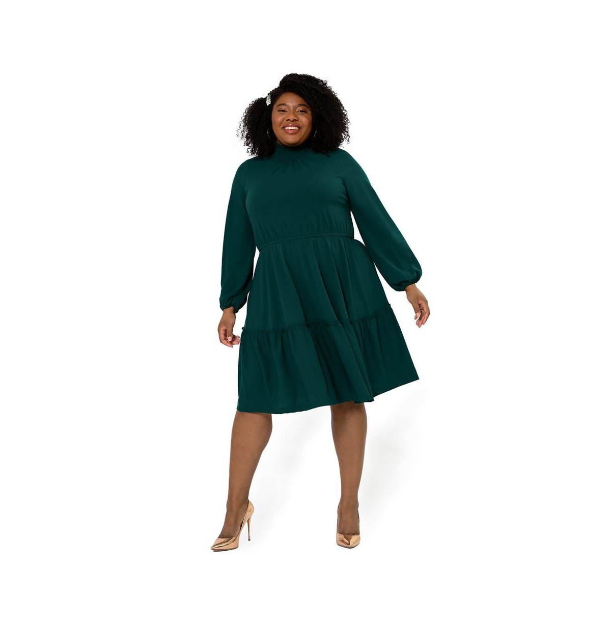 Leota Womens Plus Size, Olive Boho Jersey Tiered Dress (Curve)