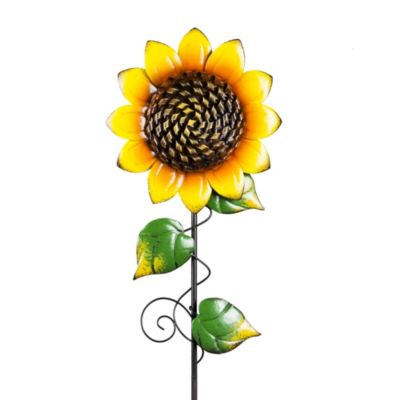 Radiant Sunflower Garden Stake, Set of 3- 10x36x1, 7.5x31x1, 7x24x1 in
