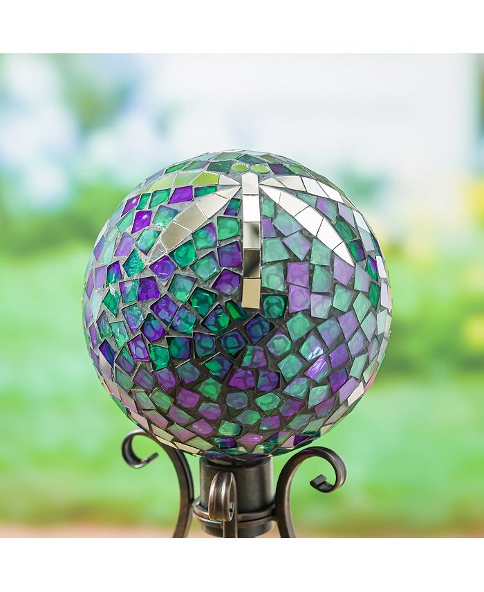 Evergreen 10" Mosaic Glass Gazing Ball, Dragonfly Fade and Weather