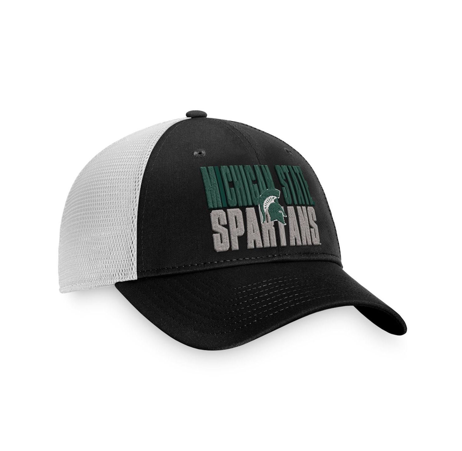 Men's Black, White Michigan State Spartans Stockpile Trucker Snapback Hat