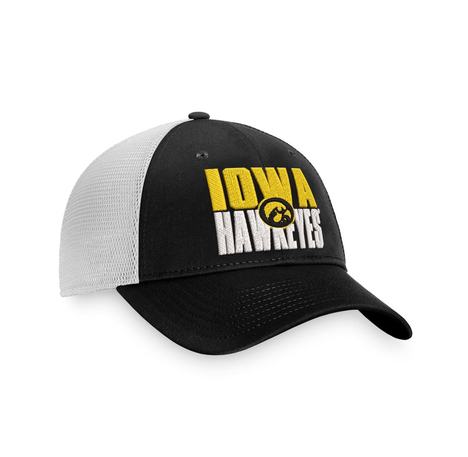 Men's Black, White Iowa Hawkeyes Stockpile Trucker Snapback Hat
