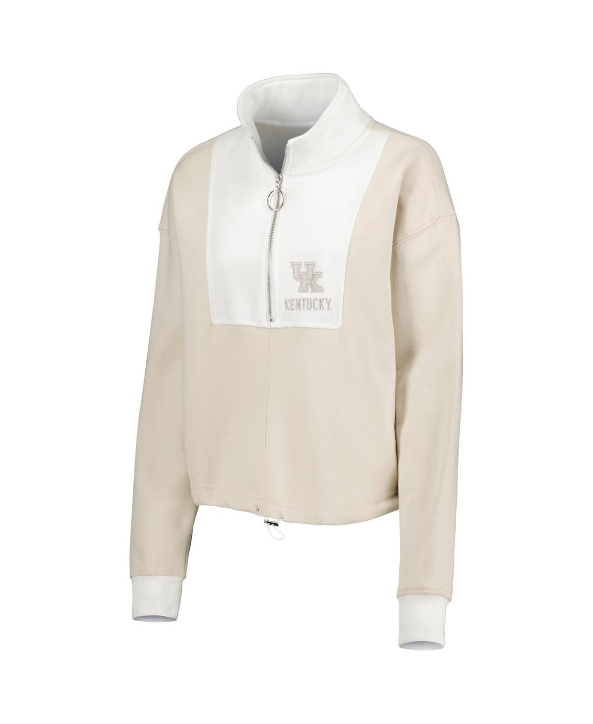 Shop Gameday Couture Women's  Tan, White Kentucky Wildcats Color-block Quarter-zip Jacket In Tan,white