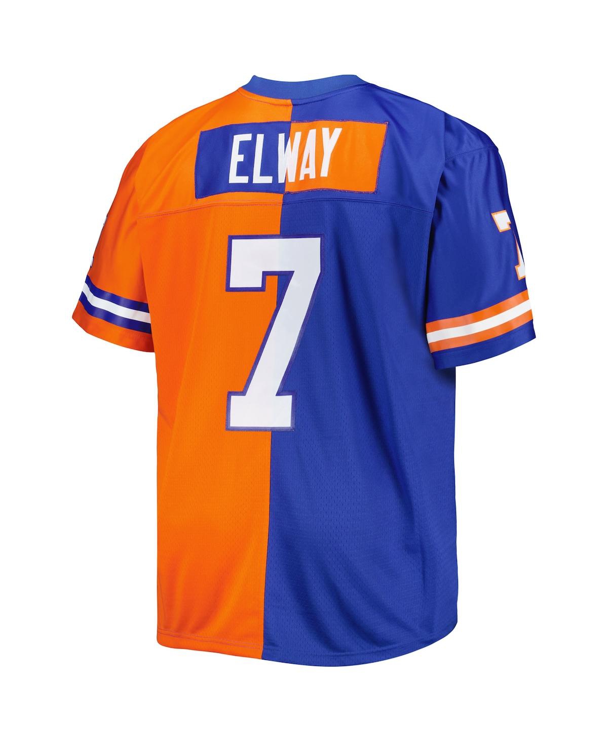Men's Mitchell & Ness John Elway Orange Denver Broncos Big and Tall Split Legacy Retired Player Replica Jersey - Orange