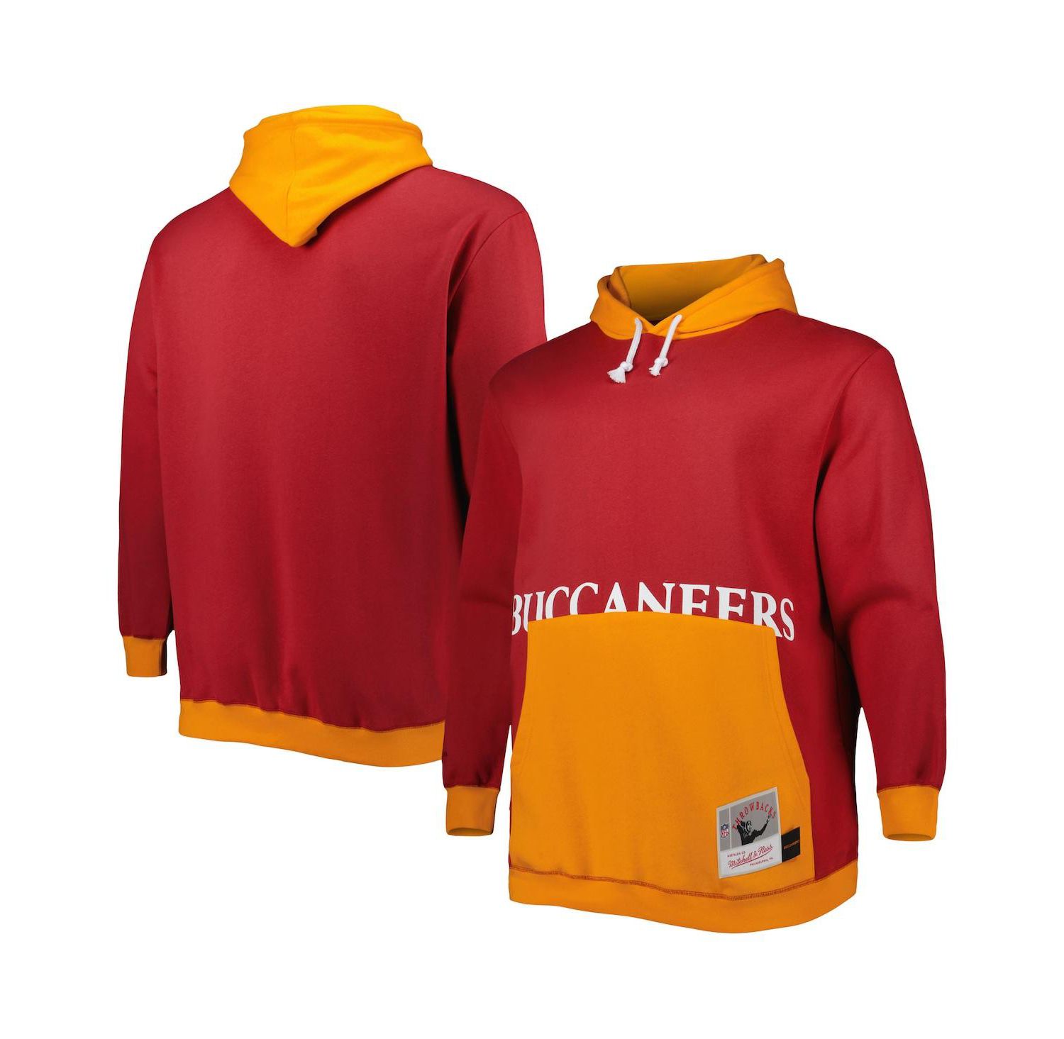 Men's Red, Orange Tampa Bay Buccaneers Big and Tall Big Face Pullover Hoodie