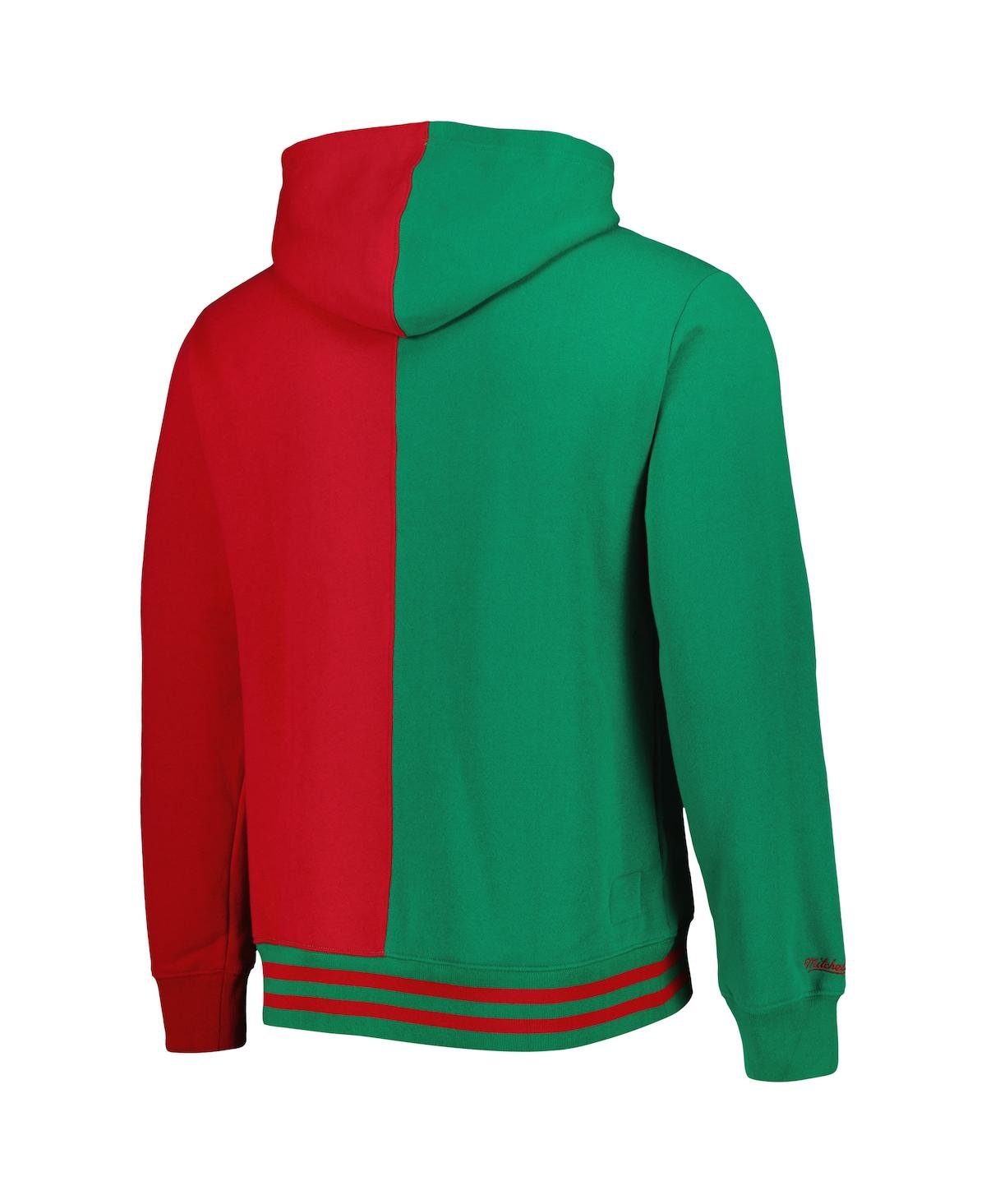 Mitchell & Ness Men's  Green, Red Milwaukee Bucks Hardwood Classics Split Pullover Hoodie In Green,red