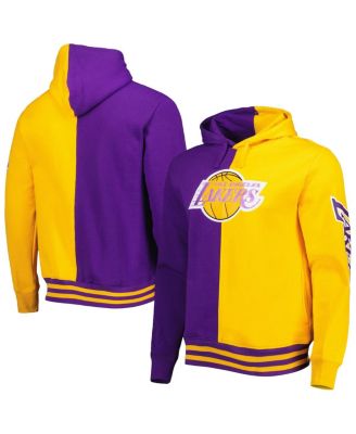 Men's Purple, Gold Los Angeles Lakers Hardwood Classics Split Pullover Hoodie