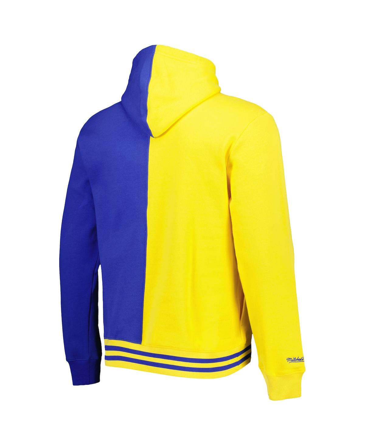 Mitchell & Ness Men's  Gold, Royal Denver Nuggets Hardwood Classics Split Pullover Hoodie In Gold,royal