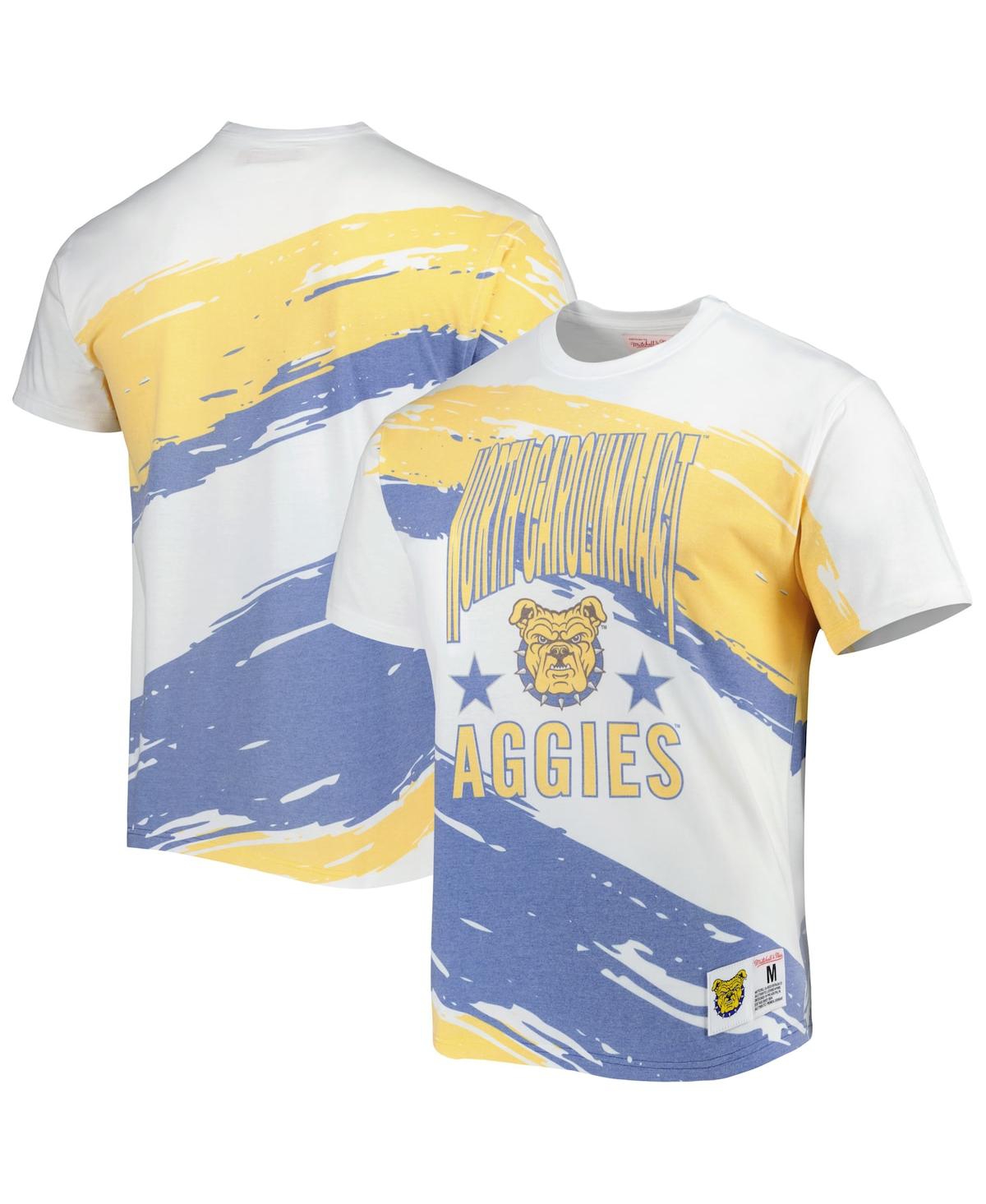 Shop Mitchell & Ness Men's  White North Carolina A&t Aggies Paintbrush Sublimated T-shirt