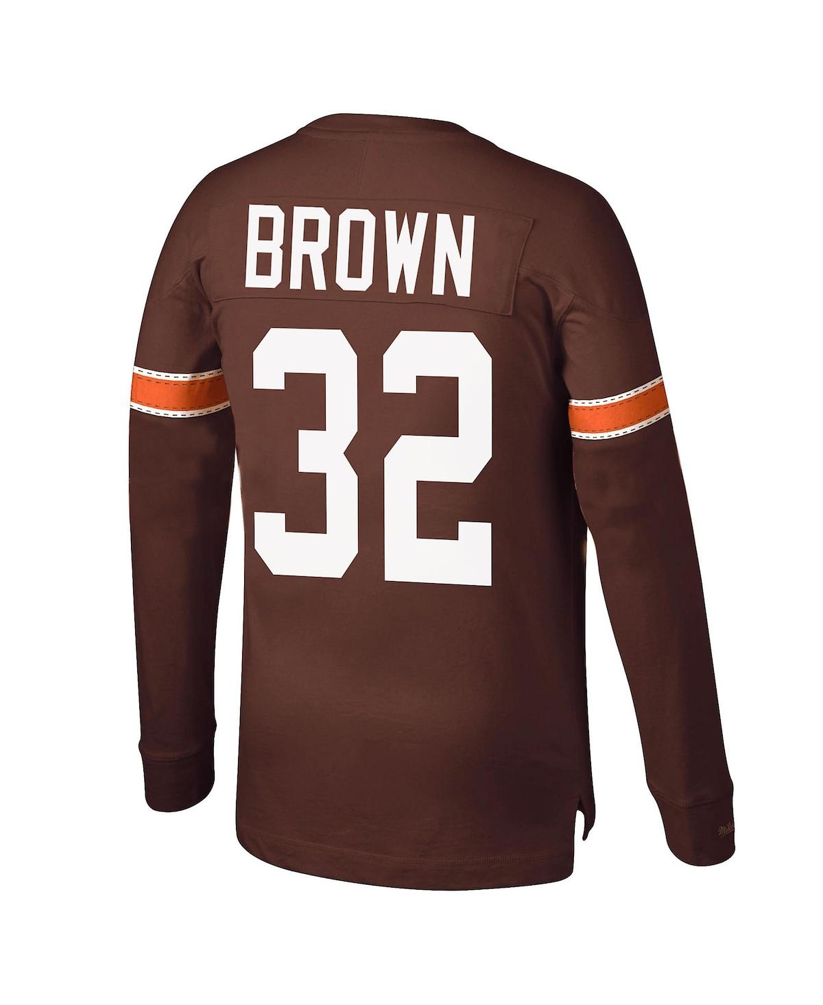 Shop Mitchell & Ness Men's  Jim Brown Cleveland Browns Retired Player Name And Number Long Sleeve T- Shirt